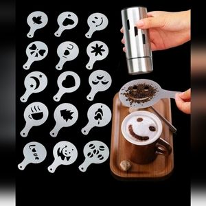 16 pcs coffee pull flower mold set,simple geometric design